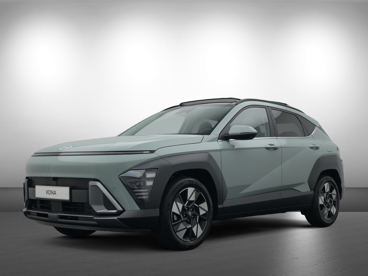 Hyundai Kona 1.6 GDI HEV Premium Sky VALE Full Hybride Automaat met Panorama schuifdak, Navigatie, Lederen bekleding en Climate Control Private lease een KONA Hybrid al vanaf € 409 p/m!